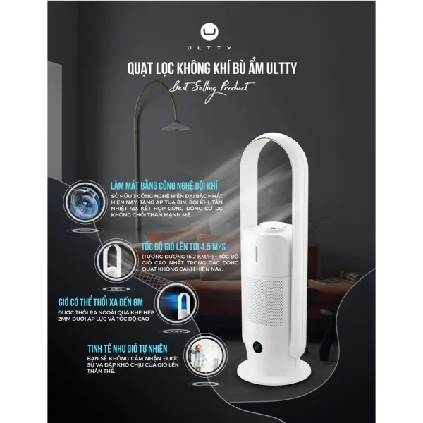 Quạt Không Cánh Kèm Lọc Máy Không Khí Và Bù Ẩm ULTTY SKJ - CR022 - Ảnh 4