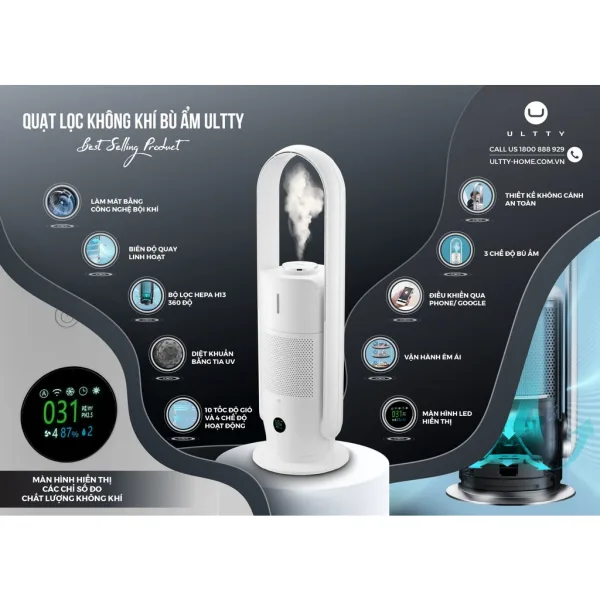 Quạt Không Cánh Kèm Lọc Máy Không Khí Và Bù Ẩm ULTTY SKJ - CR022 - Ảnh 8