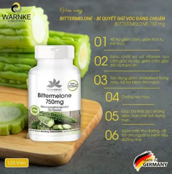Viên Uống Giảm Cân Warnke Bittermelone 2092120 750mg 120 Viên - Hình ảnh 3