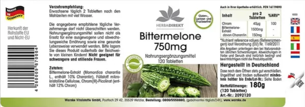 Viên Uống Giảm Cân Warnke Bittermelone 2092120 750mg 120 Viên - Hình ảnh 5