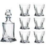 Bộ Bình Rượu Kèm 6 Cốc Pha Lê Bohemia Quadro