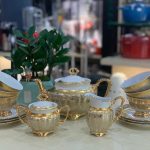 Bộ Trà Sứ Mạ Vàng Men Ngọc Trai Tiệp Khắc Nổi Tiếng