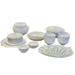 Set Bát Sứ Imperial 50 Món Trắng Viền Mép Bạc