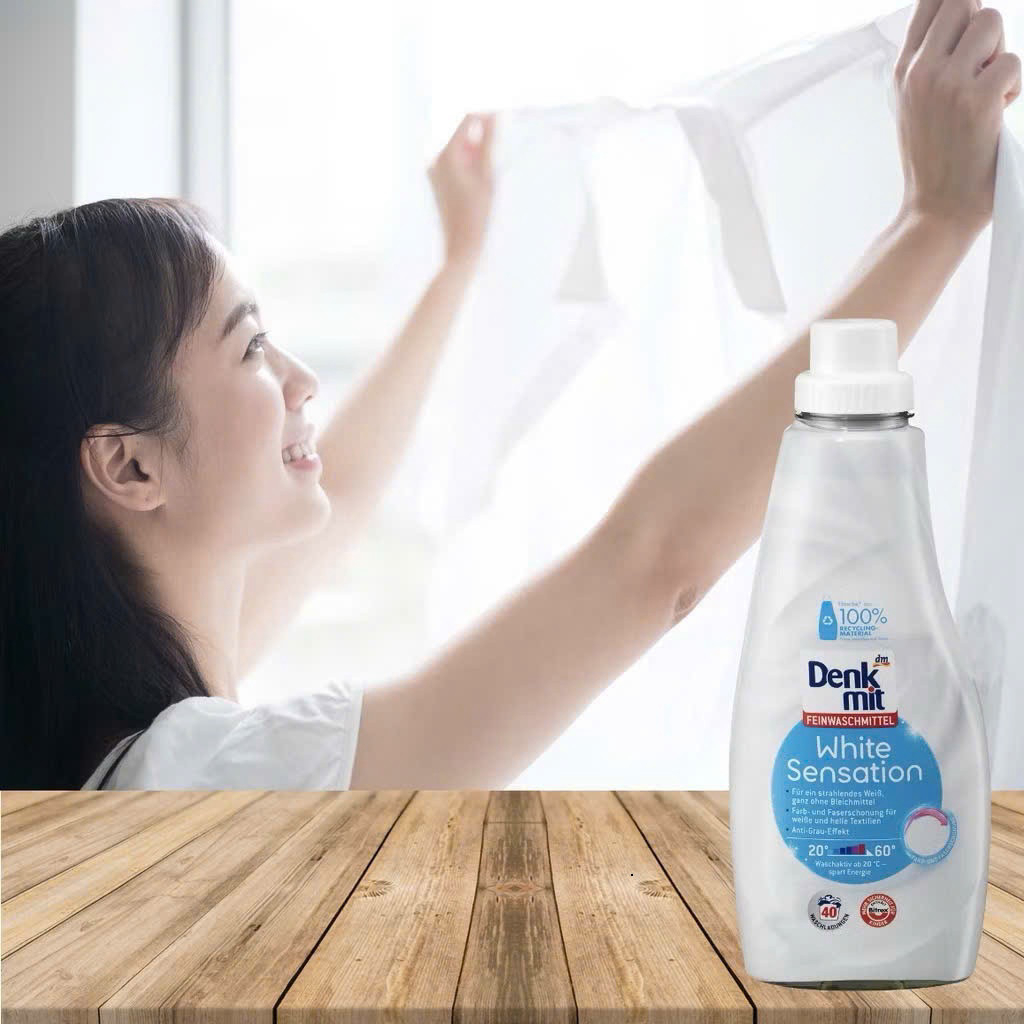 Nước Giặt Tẩy Trắng Quần Áo Denkmit White Sensation 1L - Hình ảnh 7