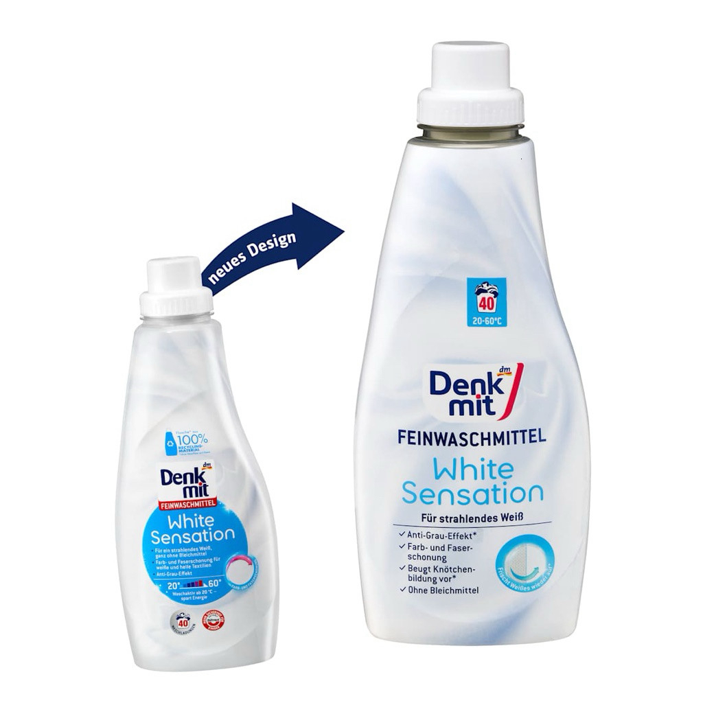 Nước Giặt Tẩy Trắng Quần Áo Denkmit White Sensation 1L - Hình ảnh 2