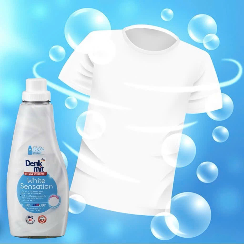 Nước Giặt Tẩy Trắng Quần Áo Denkmit White Sensation 1L - Hình ảnh 4