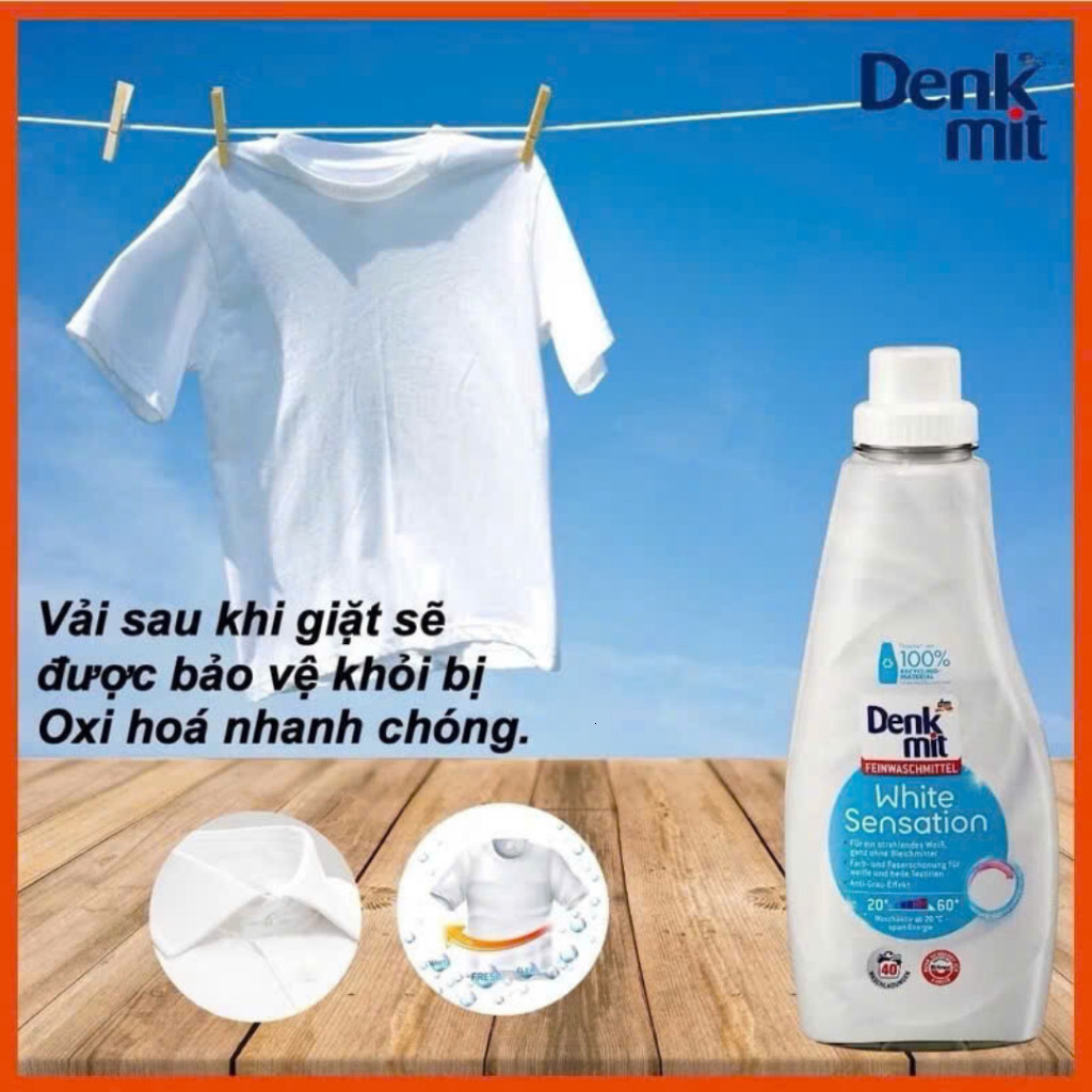 Nước Giặt Tẩy Trắng Quần Áo Denkmit White Sensation 1L - Hình ảnh 5