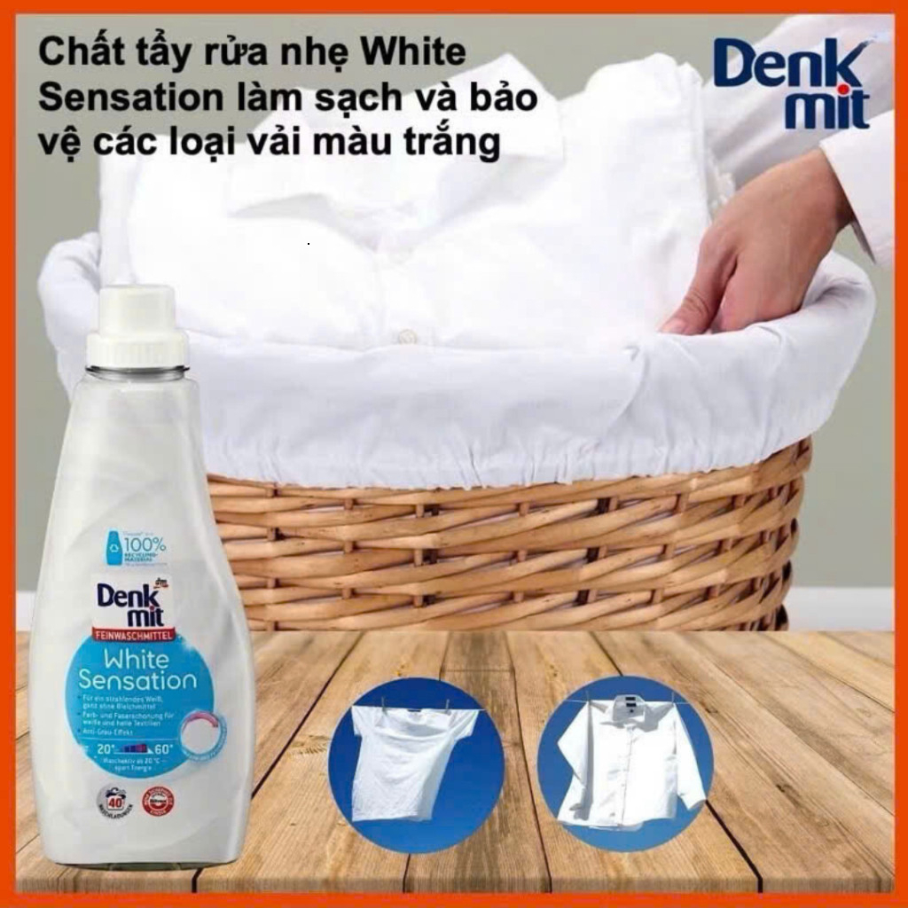 Nước Giặt Tẩy Trắng Quần Áo Denkmit White Sensation 1L - Hình ảnh 6