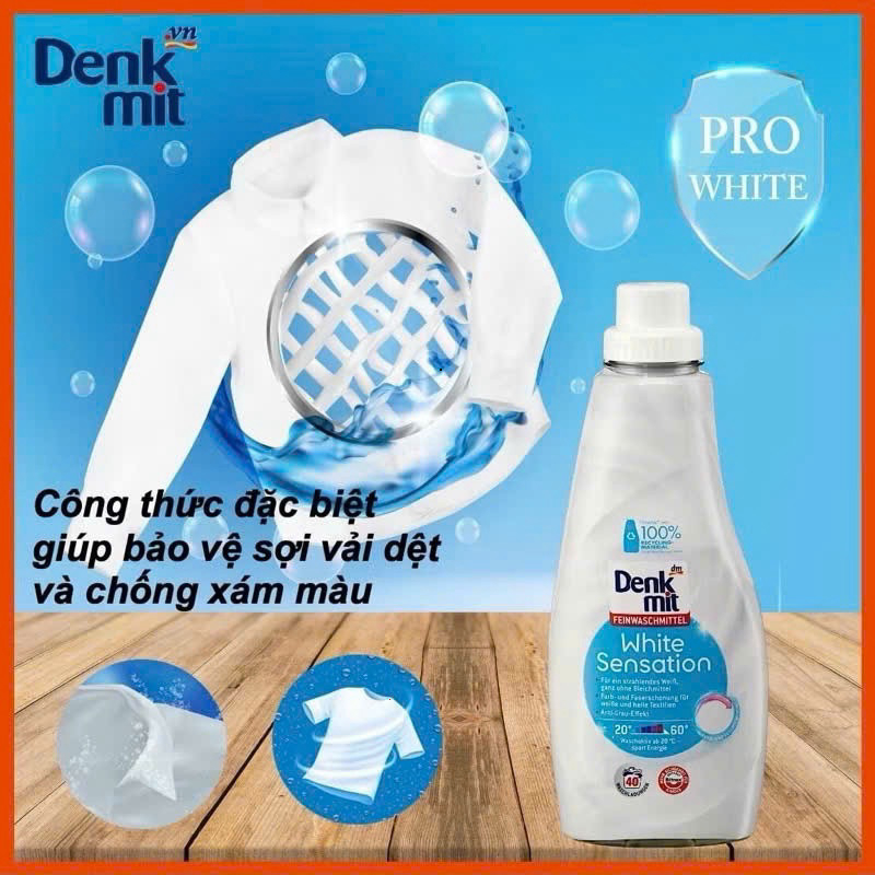 Nước Giặt Tẩy Trắng Quần Áo Denkmit White Sensation 1L - Hình ảnh 9