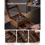 Hộp Đựng Đồng Hồ Trang Sức 2 Tầng SONGMICS