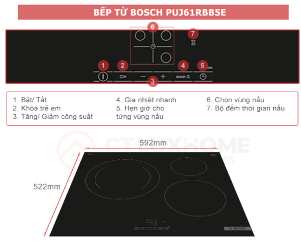 Bếp Từ Bosch PUJ61RBB5E Seri 4 - Hình ảnh 8