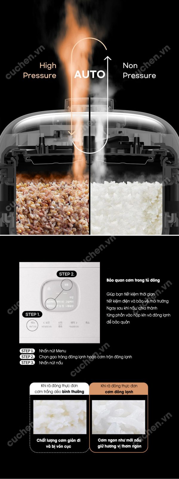 Nồi Cơm Áp Suất Cao Tần Cuchen CRH-TWS1010BW - Hình ảnh 6