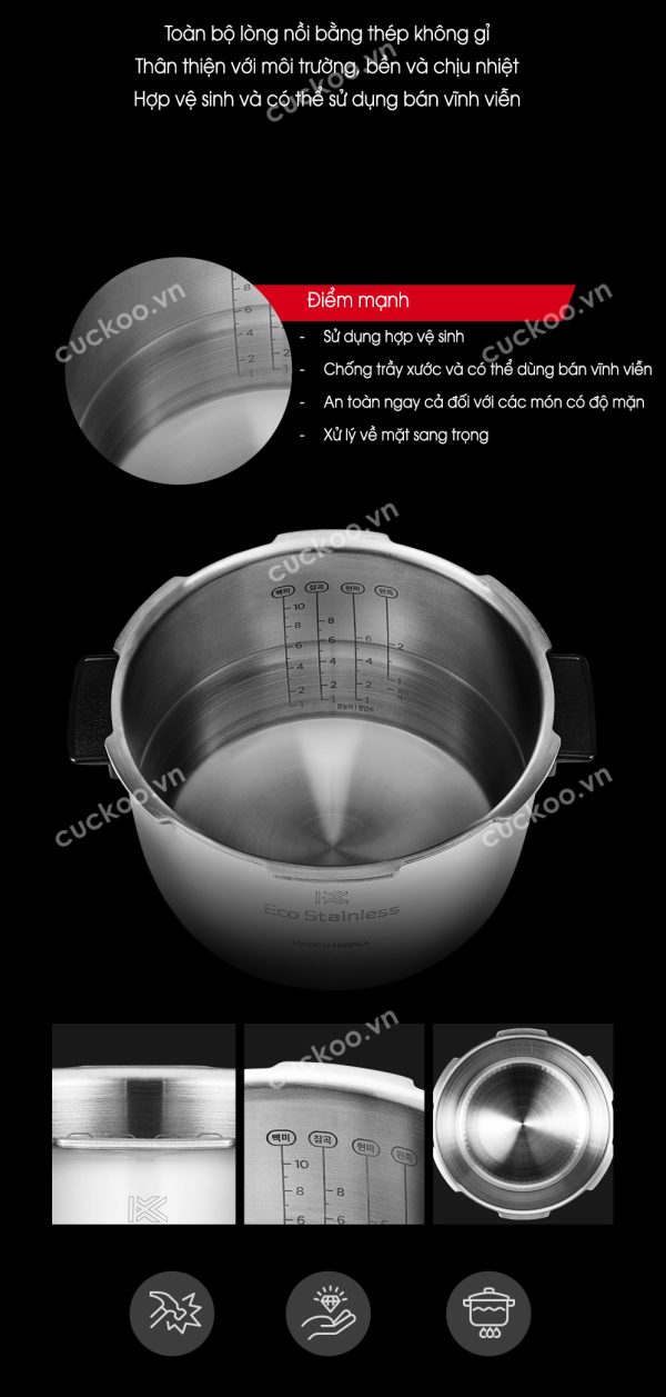 Nồi Cơm Điện Cao Tần Cuckoo CRP-FHTAS1010FW 1.8L - Hình ảnh 11