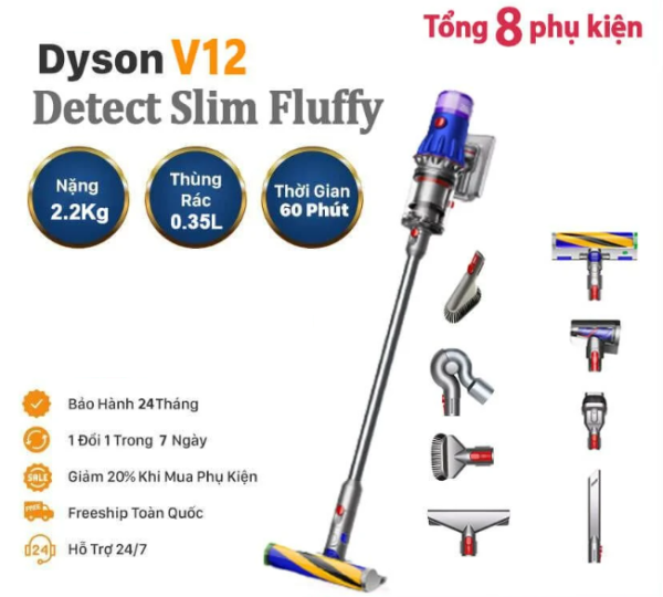 Máy Hút Bụi Dyson V12 Detect Slim Fluffy