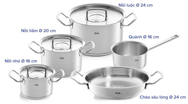 Bộ Nồi Fissler Pure 5 Món Vung Inox Kèm Quánh - Hình ảnh 10