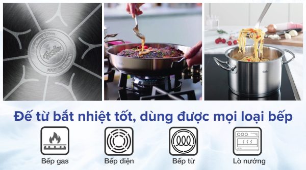 Bộ Nồi Fissler Pure 5 Món Vung Inox Kèm Quánh - Hình ảnh 8