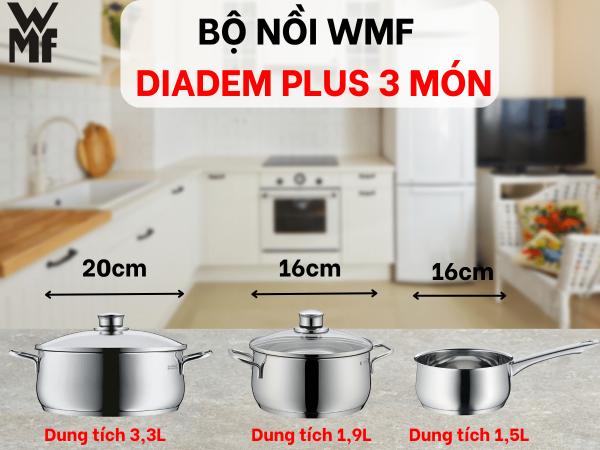 Bộ nồi WMF Diadem Plus 3 món - Hình ảnh 5