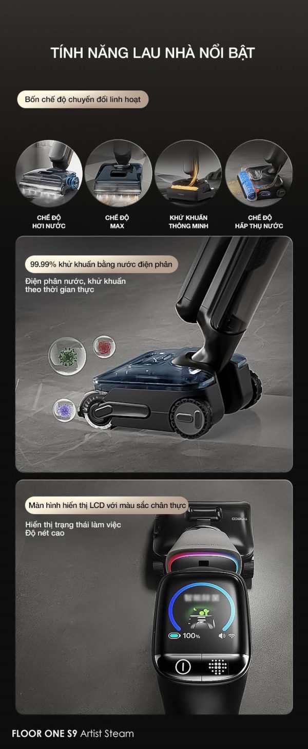 Máy Hút Bụi Lau Nhà Tineco Floor One S9 Artist Steam - Hình ảnh 4