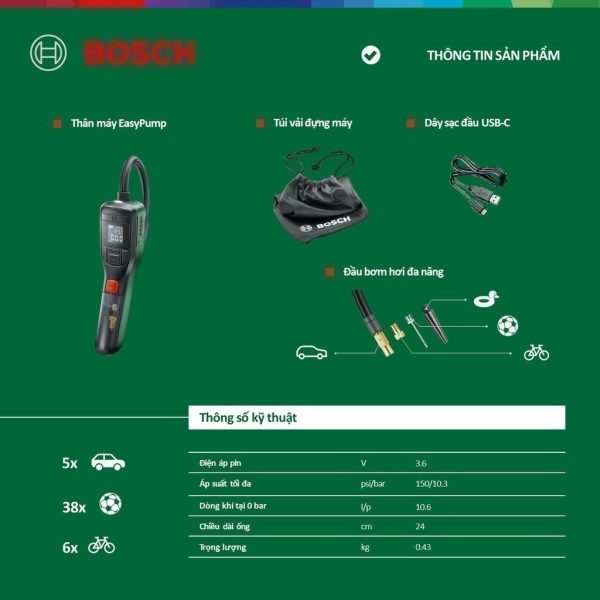 Máy Bơm Cầm Tay Đa Năng Bosch Easy Pump - Ảnh 4