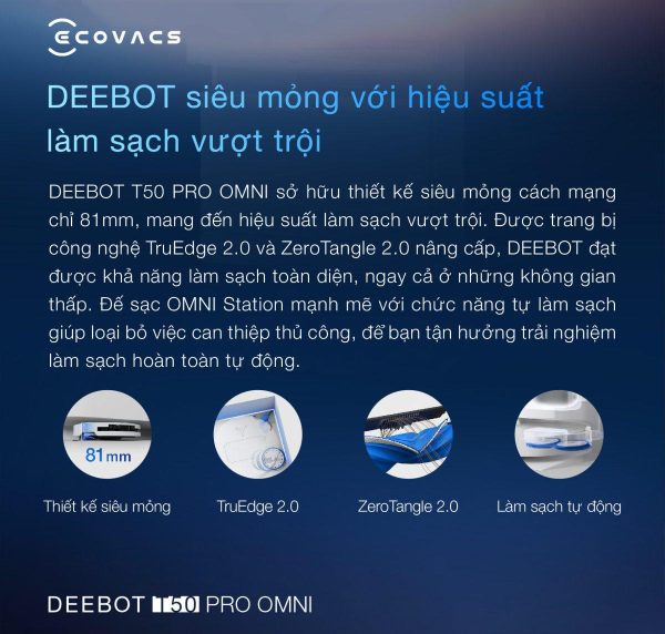 Robot Hút Bụi Lau Nhà Ecovacs T50 Pro OMNI - Hình ảnh 9