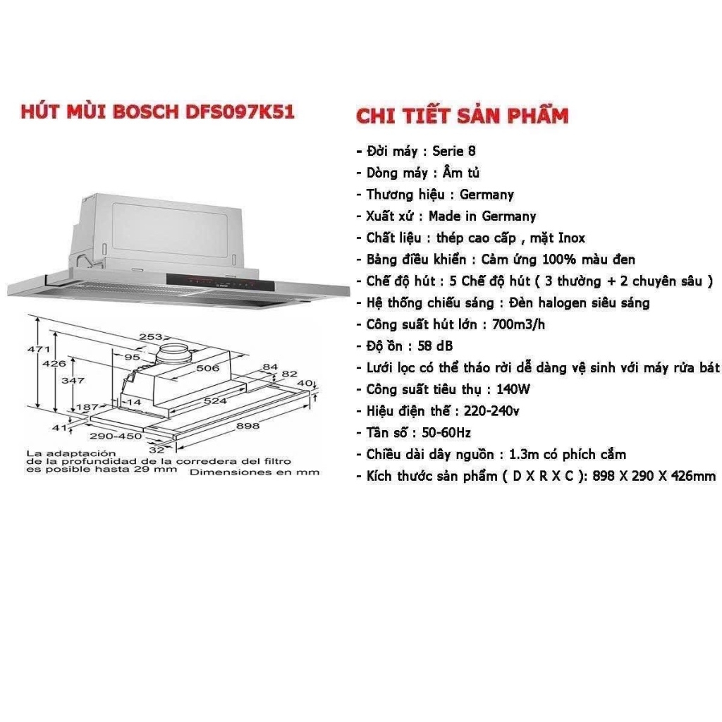 Máy Hút Mùi Bosch DFS097K51 - Hình ảnh 3