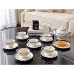 Bộ Ấm Chén Trà Sứ Xương Imperial Viền Bạc