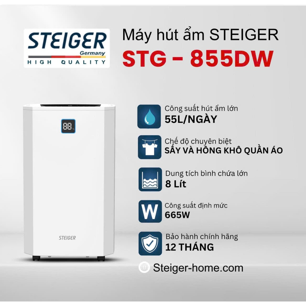Máy Hút Ẩm Và Lọc Không Khí Steiger STG 825 25L - Hình ảnh 7