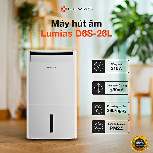 Máy hút ẩm kiêm lọc không khí thông minh Lumias D6s-60L