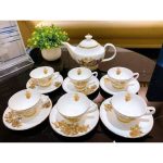 Bộ Ấm Chén Trà Sứ Xương Imperial Hoa Cúc Cao Cấp, Thanh Lịch