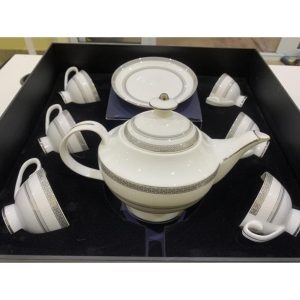 Bộ Ấm Chén Trà Sứ Xương Imperial Viền Bạc – Phong Cách Châu Âu Sang Trọng