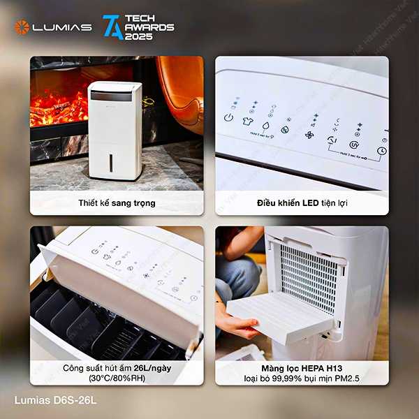 Máy hút ẩm kiêm lọc không khí thông minh Lumias D6s-60L - Hình ảnh 4