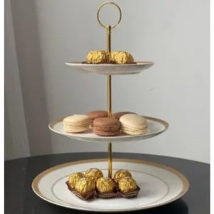 Kệ Bánh Sứ Xương Imperial Viền Bạc – Phong Cách Hoàng Gia