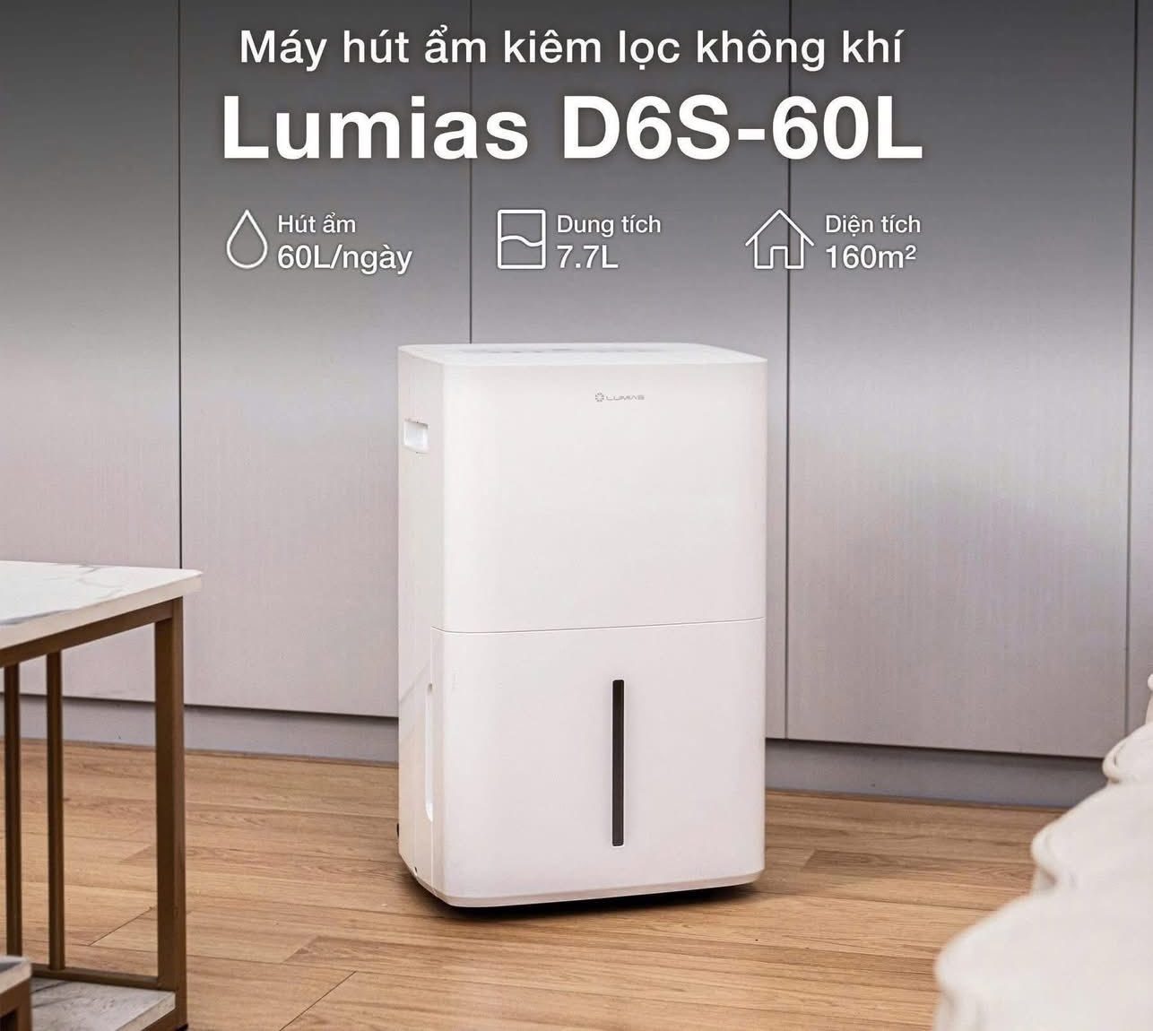 Máy hút ẩm kiêm lọc không khí thông minh Lumias D6s-60L