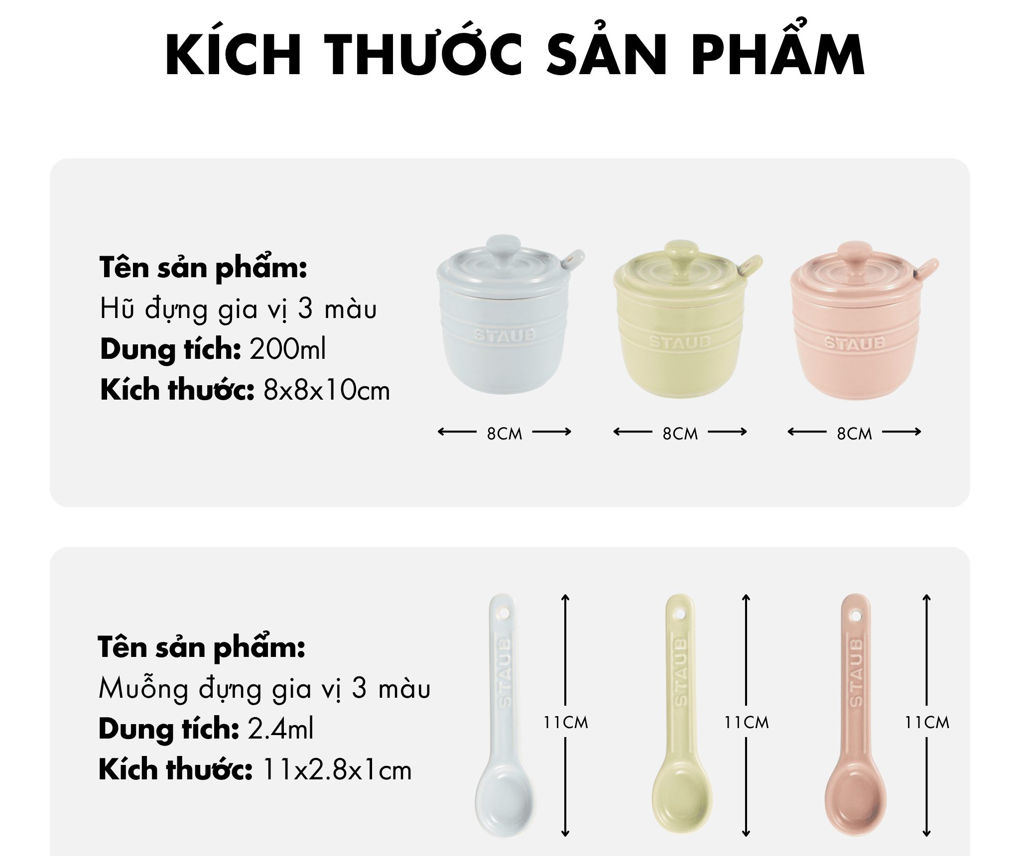 Bộ 3 Hũ Đựng Gia Vị Gốm Sứ STAUB - Hình ảnh 2