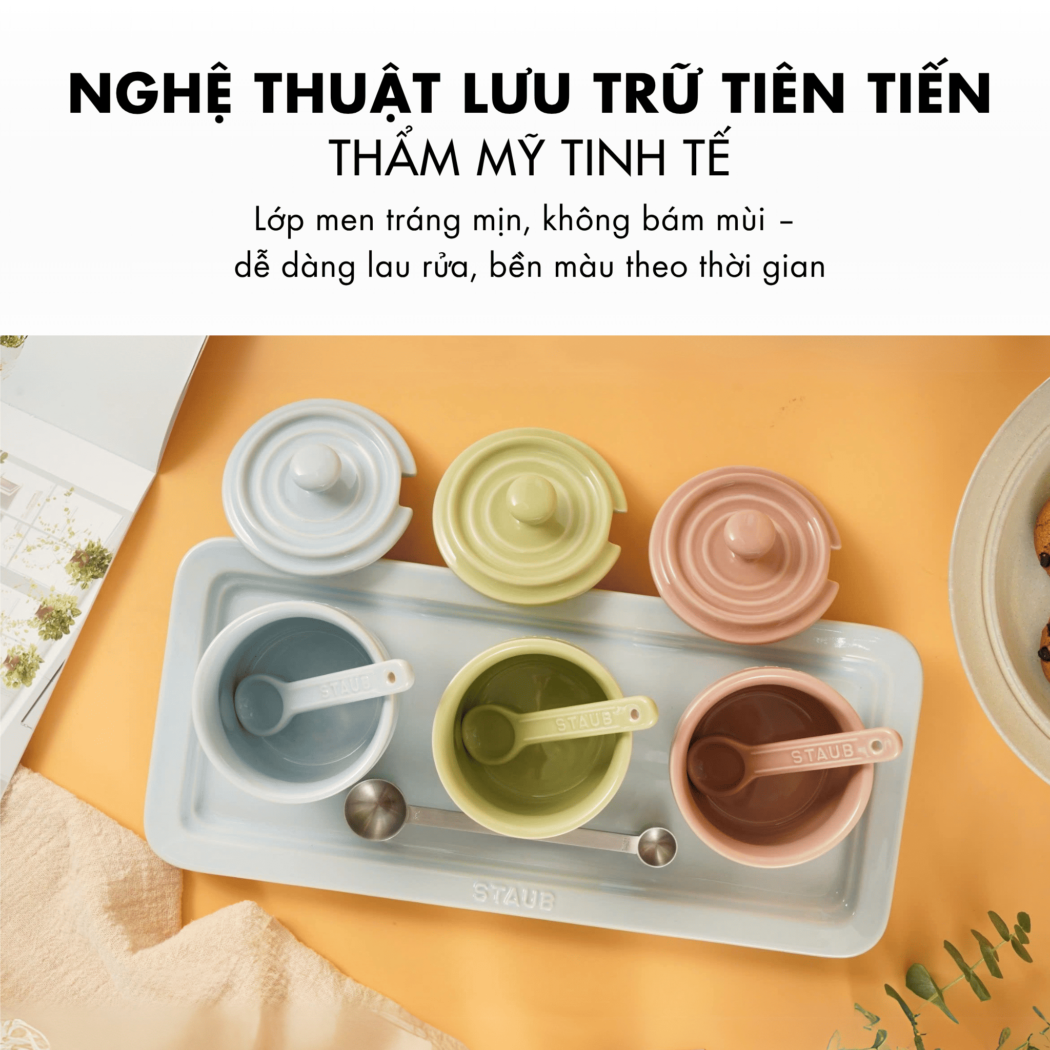 Bộ 3 Hũ Đựng Gia Vị Gốm Sứ STAUB - Hình ảnh 6