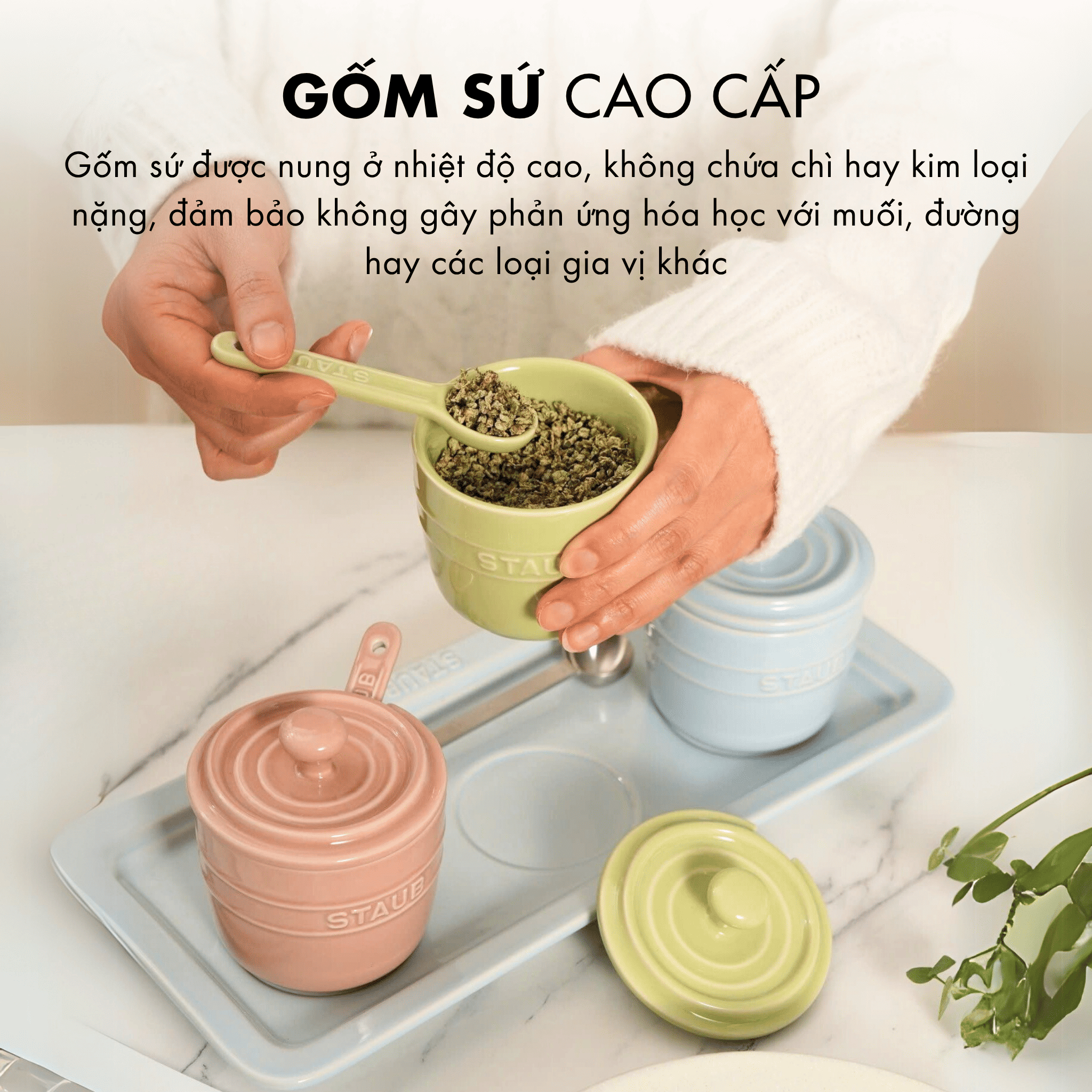 Bộ 3 Hũ Đựng Gia Vị Gốm Sứ STAUB - Hình ảnh 9