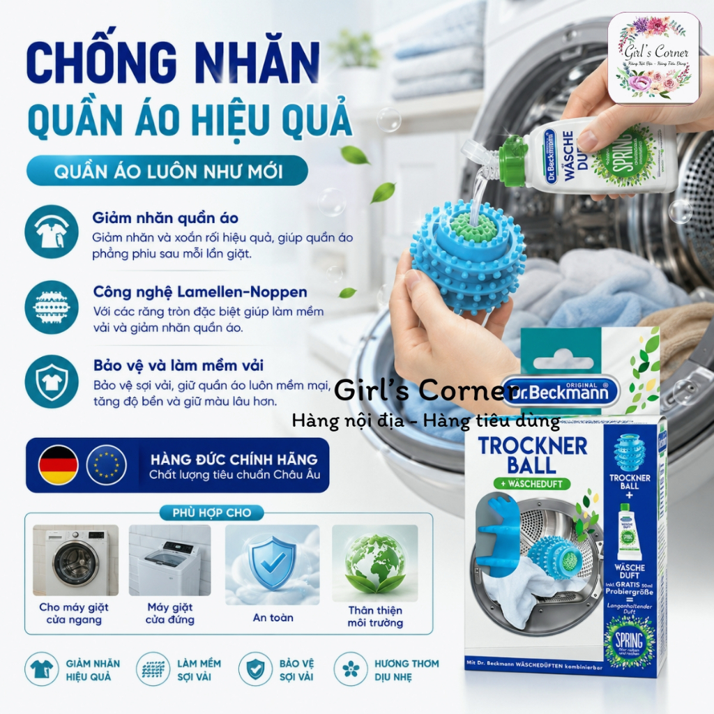 Bóng Giặt Sấy Chống Nhăn Quần Áo Dr.Beckmann Trockner Ball - Hình ảnh 2