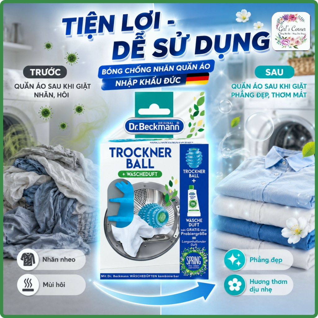 Bóng Giặt Sấy Chống Nhăn Quần Áo Dr.Beckmann Trockner Ball - Hình ảnh 3