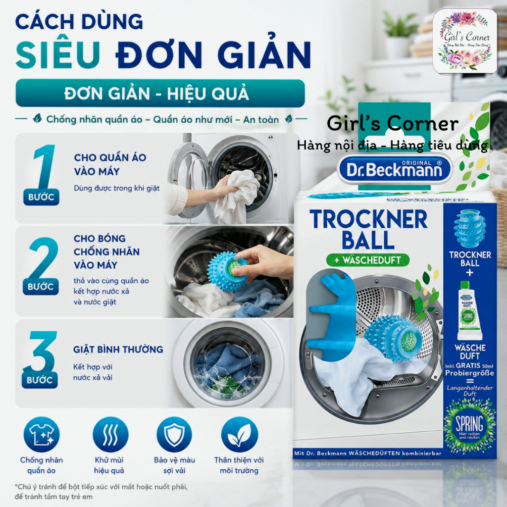 Bóng Giặt Sấy Chống Nhăn Quần Áo Dr.Beckmann Trockner Ball - Hình ảnh 5