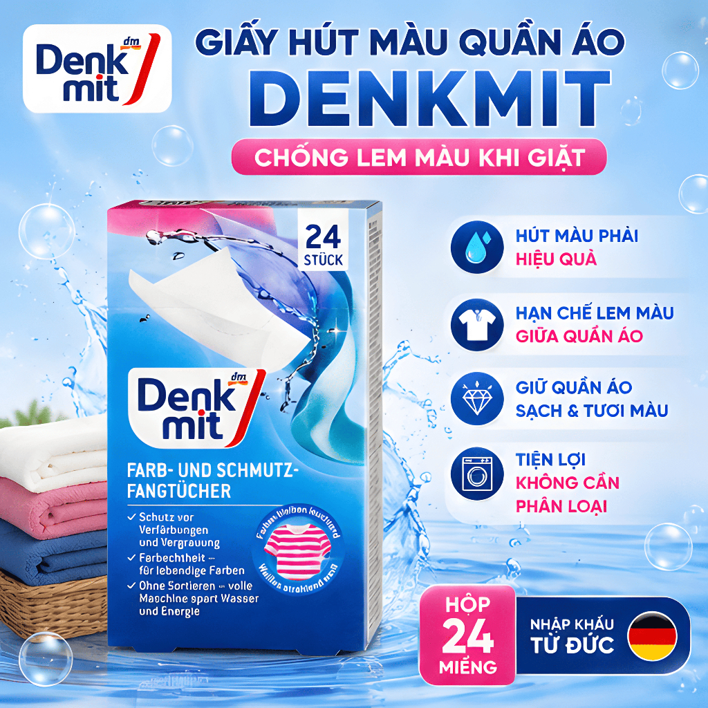 Giấy Giặt Denkmit Chống Lem Màu Quần Áo 24 Miếng - Hình ảnh 2