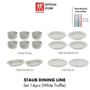 Set Bát Đĩa Staub 20 Món Màu White Truffle