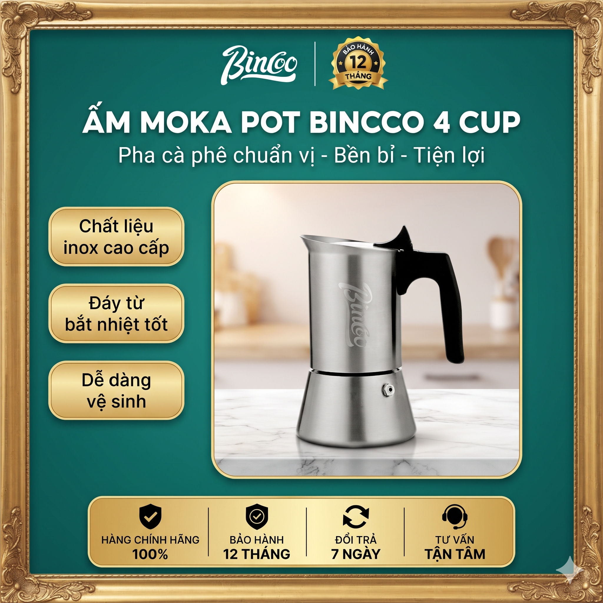 Ấm Moka Pot Bincoo 4 Cup