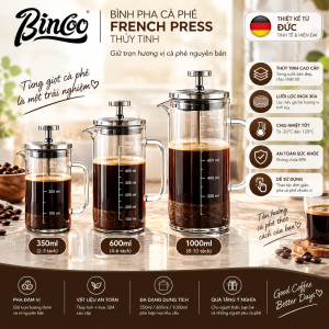 Bình Pha Cà Phê French Press Bincoo 350ml 600ml 1000ml