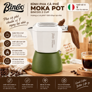 Bình Pha Cà Phê Moka Pot Bincoo 2Cup Ấm Pha Cafe Bincoo 2 Cup