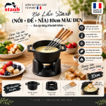 Bộ Lẩu Staub (Nồi + Đế + Nĩa) 10cm Màu Đen