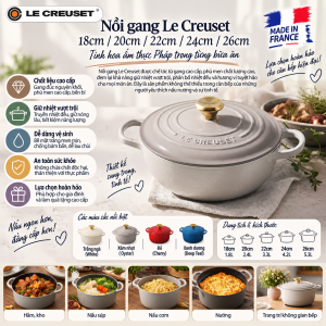 Nồi Gang Le Creuset 18cm / 20cm / 22cm / 24cm / 26cm