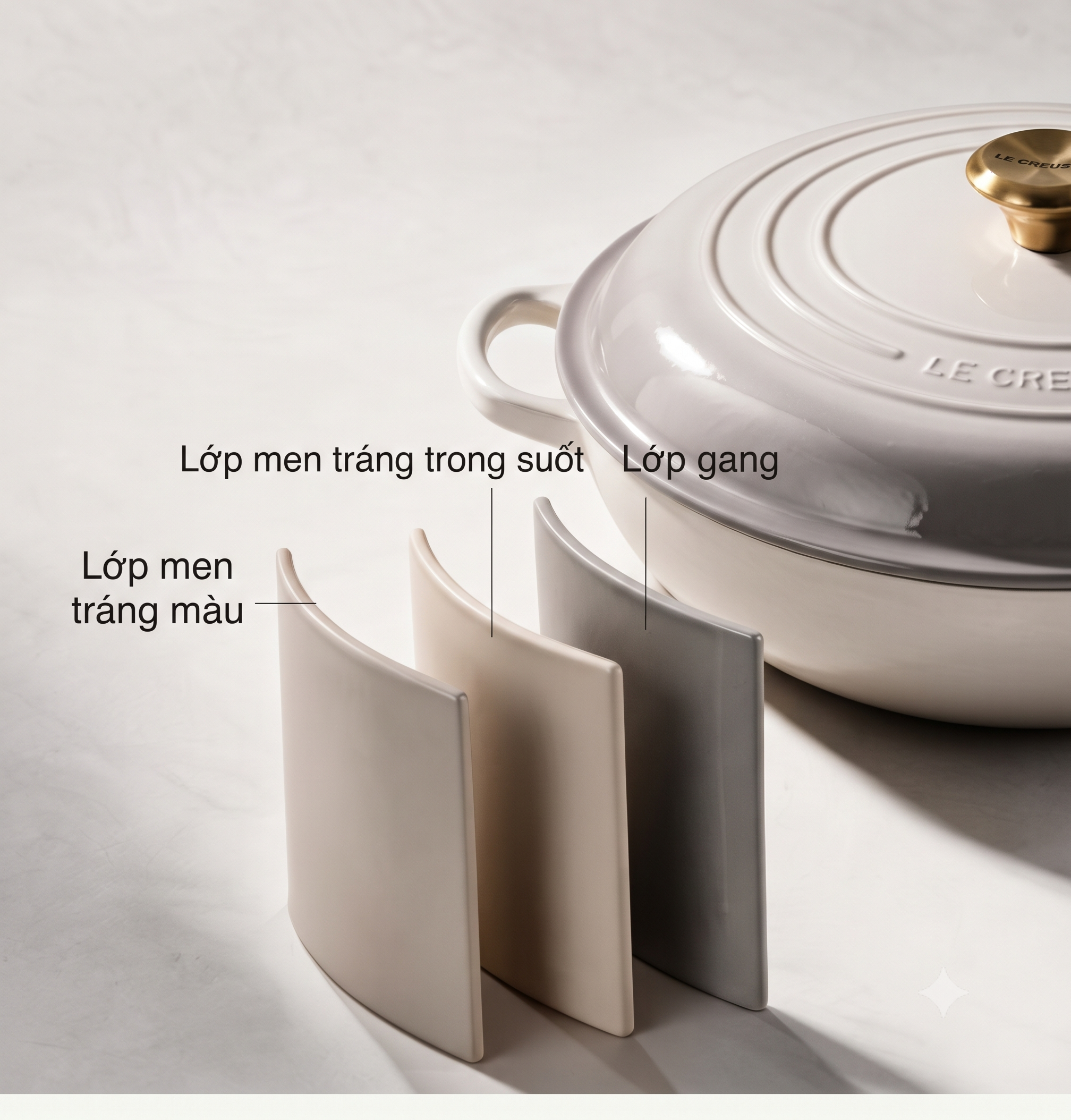 Nồi Gang Le Creuset 18cm / 20cm / 22cm / 24cm / 26cm - Hình ảnh 2