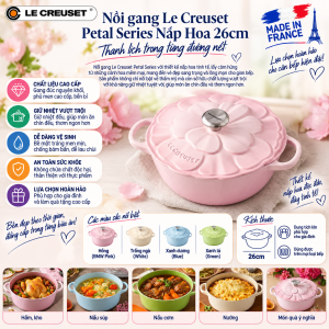 Nồi Gang Le Creuset Petal Series Nắp Hoa 26cm