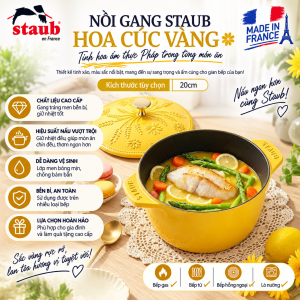 Nồi Gang Staub 20cm Hoa Cúc Vàng